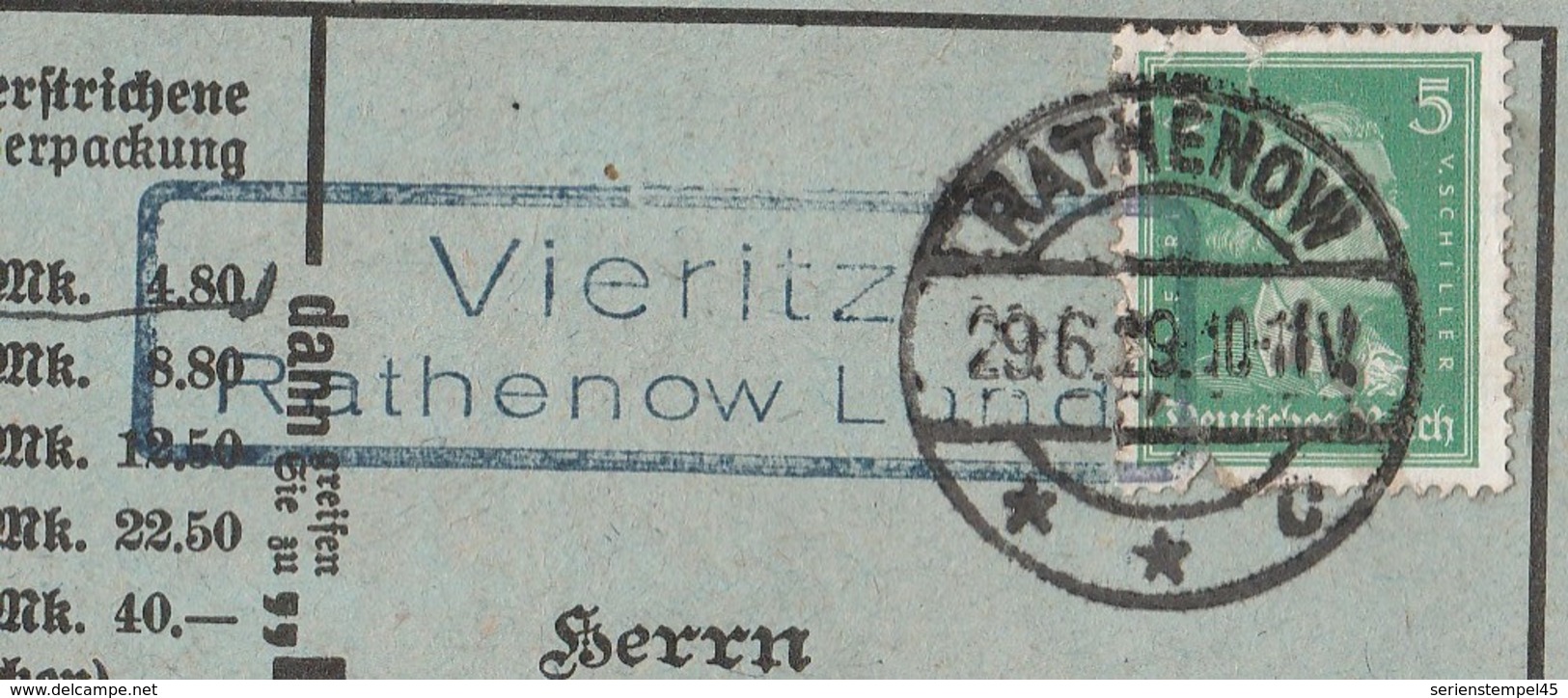 Deutsches Reich Karte Mit Landpoststempel Viertiz Rathnow Land 1929 Lk Havelland - Briefe U. Dokumente