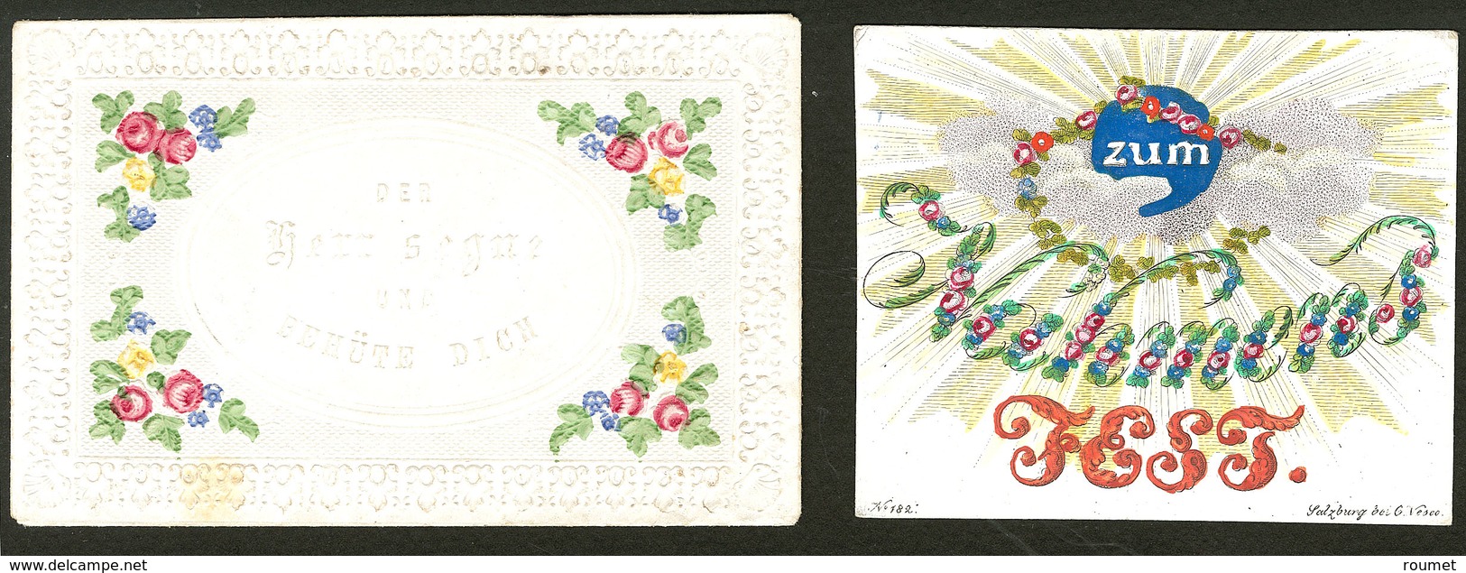 Lettre. Enveloppe Ornée Et Carte De Voeux, "N°182 Salzburg Bei G. Vesco", Neuve. - TB - Autres & Non Classés