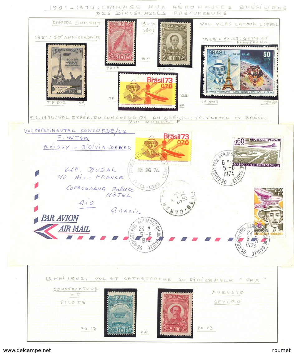 ** BRESIL. Collection. 1901-1974 Hommage Aux Aéronautes Brésiliens, Dont PA 18, 19, 23 Et 24, * Un Pli Vol Concorde 5.6. - Autres & Non Classés