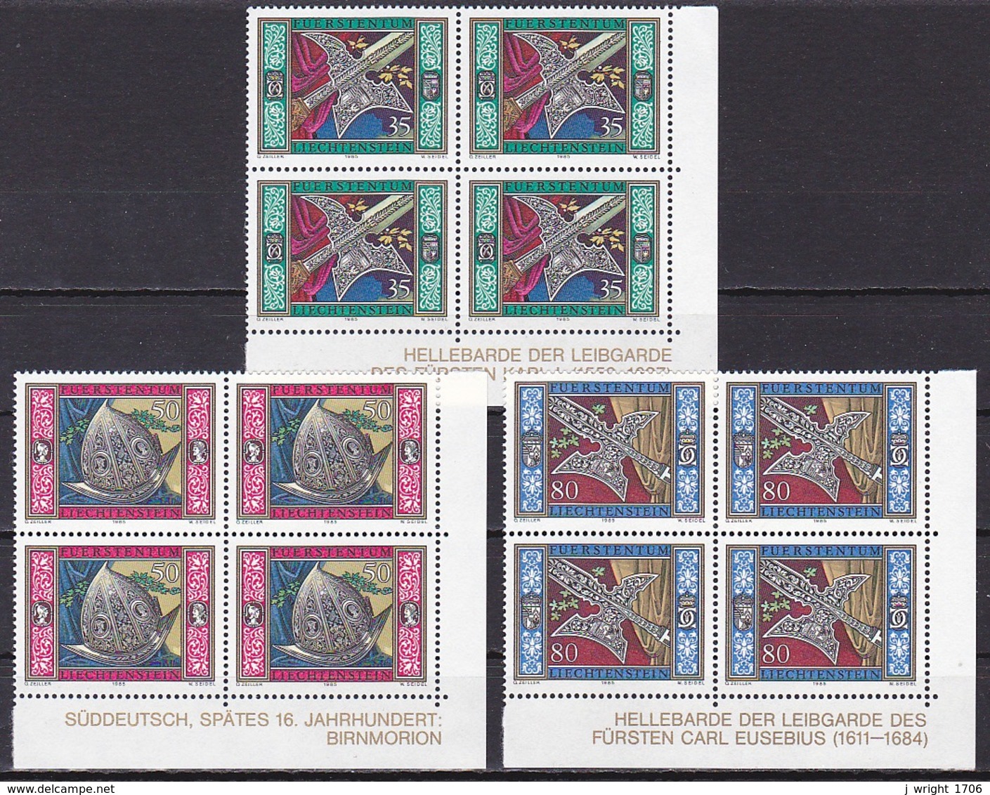 Liechtenstein/1985 - Guards Weapons & Armour/Gardewaffen - Block Set - MNH - Ungebraucht