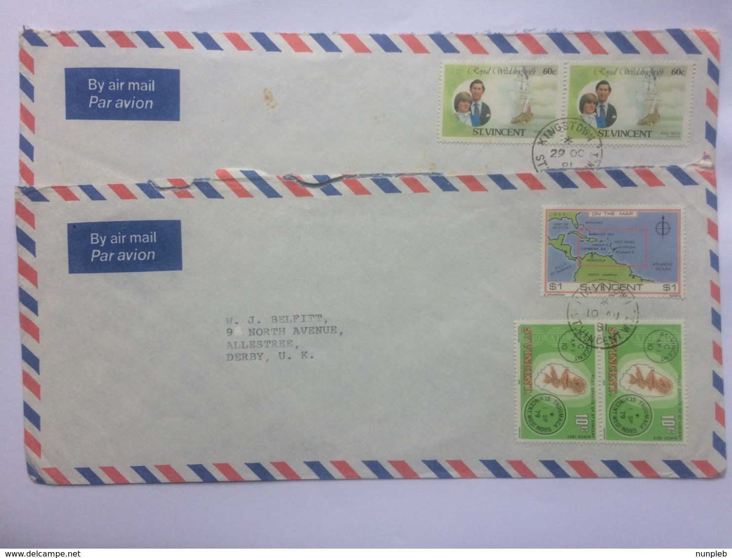 ST. VINCENT 1981 2 X Air Mail Covers Sent To England - Plus Size - St.Vincent (1979-...)