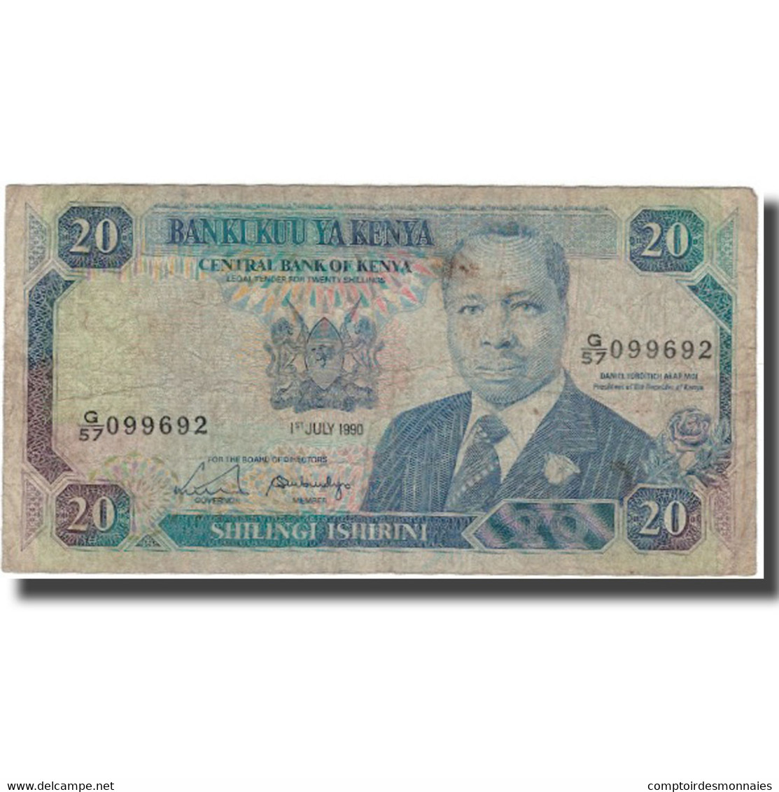 Billet, Kenya, 20 Shillings, 1990-07-01, KM:25a, B - Kenya