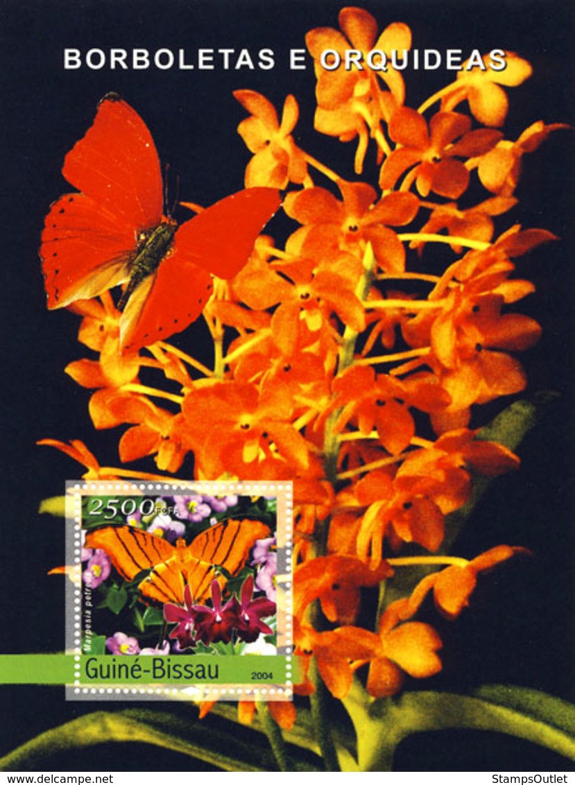 Guinea - Bissau 2004 - Butterflies & Orchids S/s, Y&T 213, Michel 2733/BL458 - Guinea-Bissau