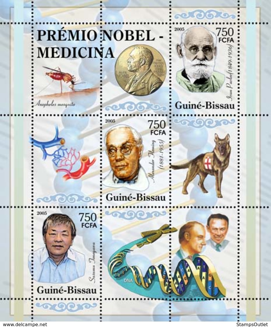 Guinea - Bissau 2005 - Nobel Prize Winners -Medicine-I.Pavlov, A.Fleming, S.Jonegawa 3v, Y&T 2007-2009, Michel 3180-3182 - Guinée-Bissau