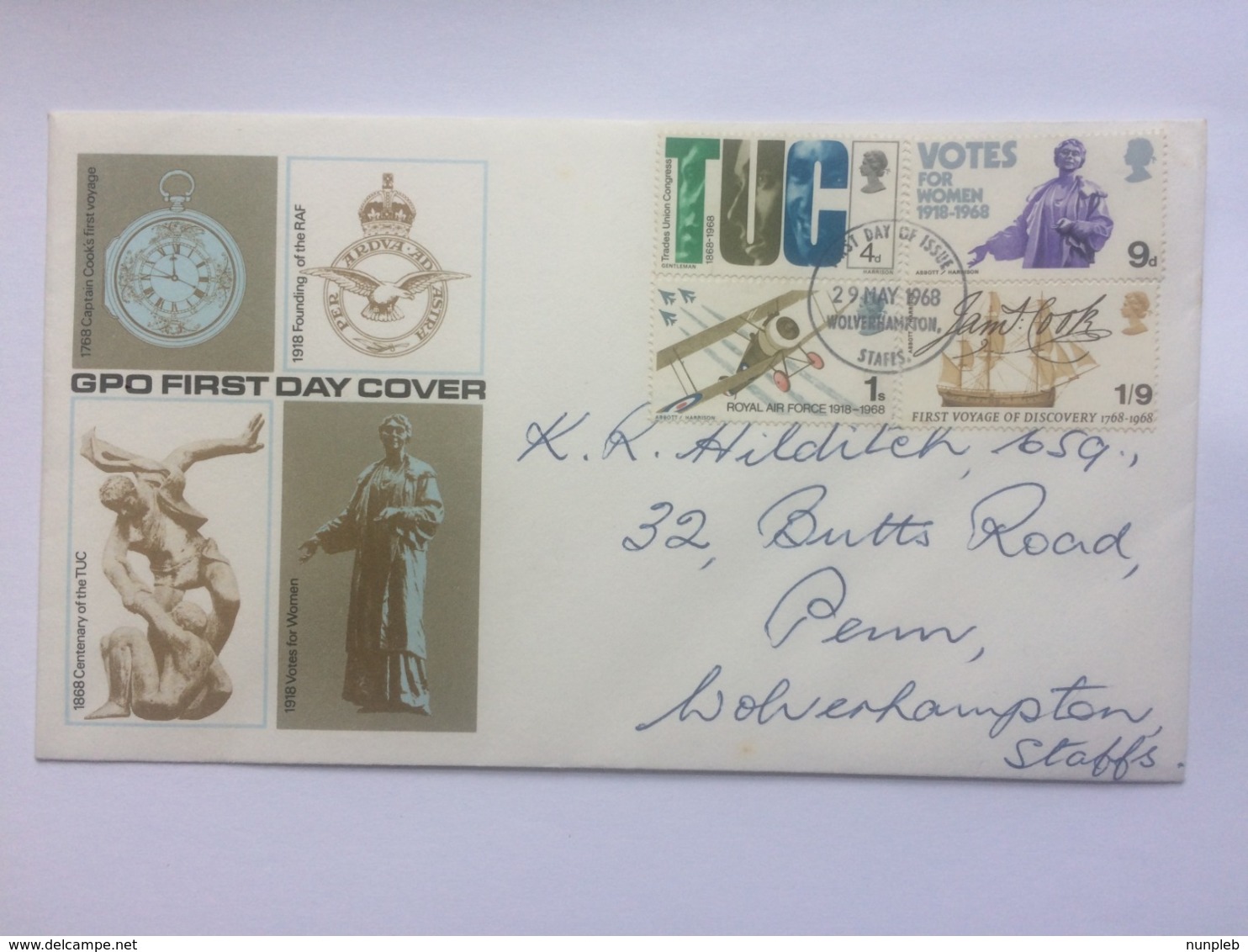 GB 1968 Anniversaries TUC FDC - Covers & Documents