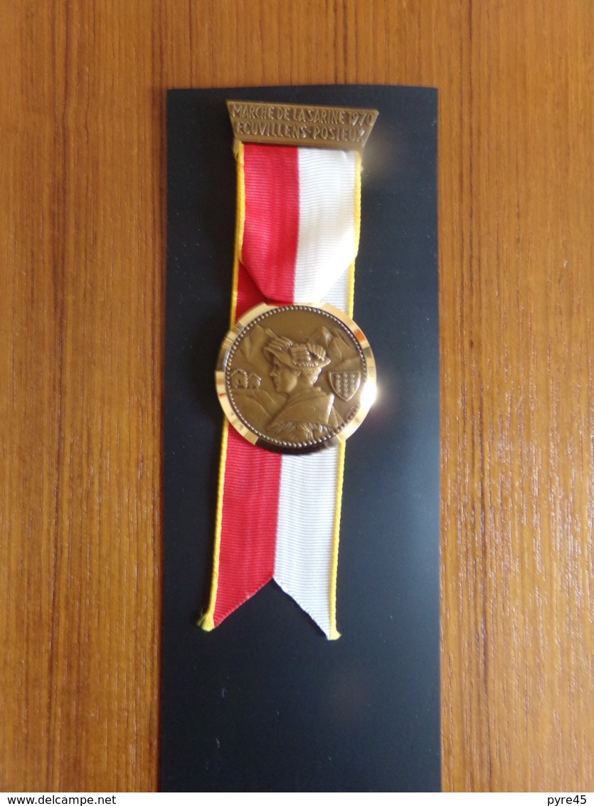 Suisse Médaille En Bronze Avec Ruban " Marche De La Sarine 1970,, Ecuvillens-Posieux  " Les Costumes Nationaux Valais - Autres & Non Classés