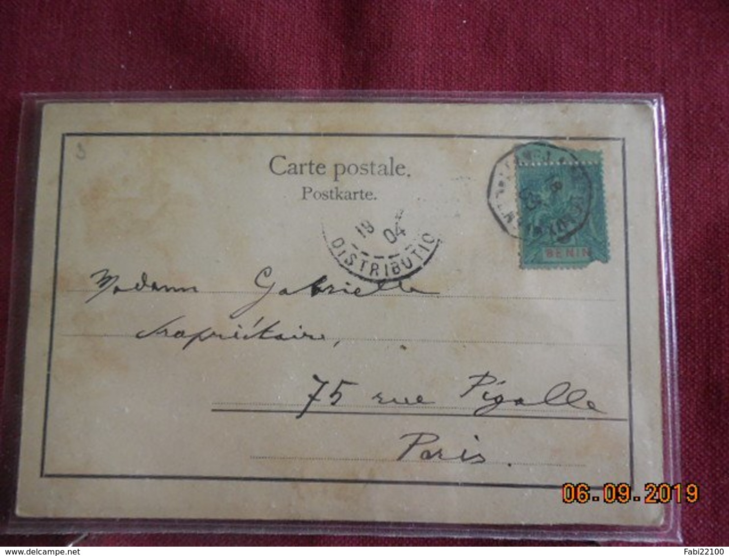 Carte Du Congo Avec Timbre Du Bénin De 1903 (chasse Au Crocodile) - Lettres & Documents