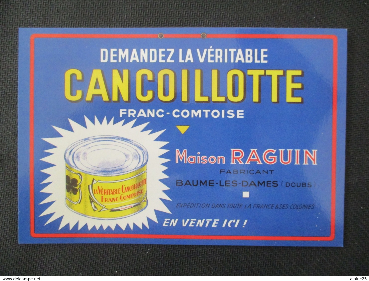 Carte Cancoillotte RAGUIN - Baume Les Dames