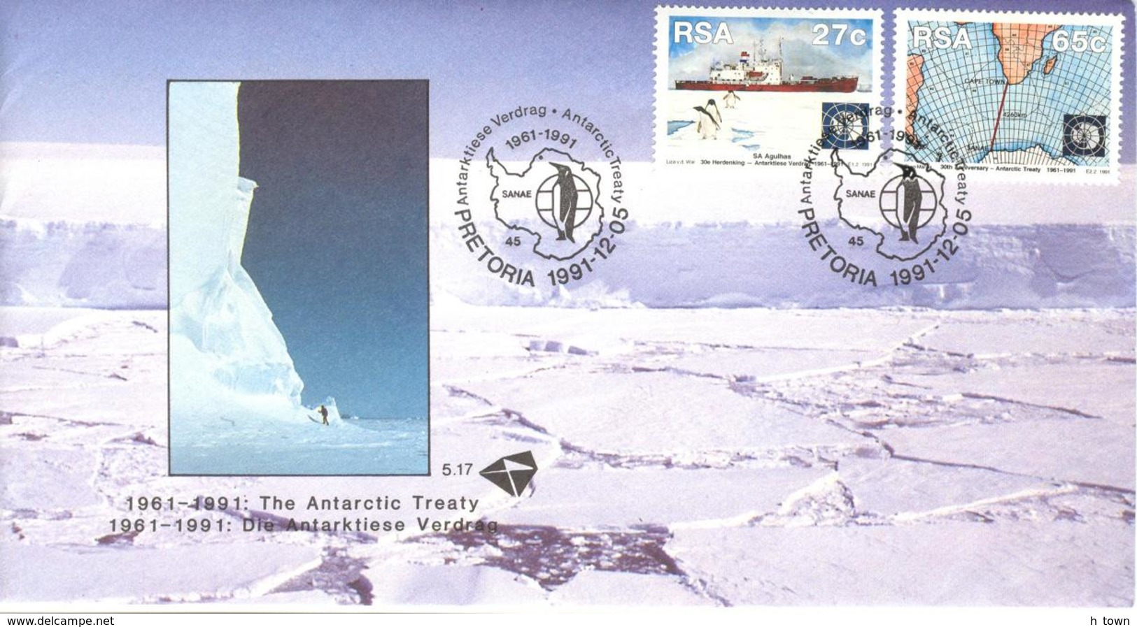 5199  Traité Sur L'Antarctique: Env. 1er Jour Afrique Du Sud, 1991 -  Antarctic Treaty System. Penguin Manchot Pingouin - Traité Sur L'Antarctique