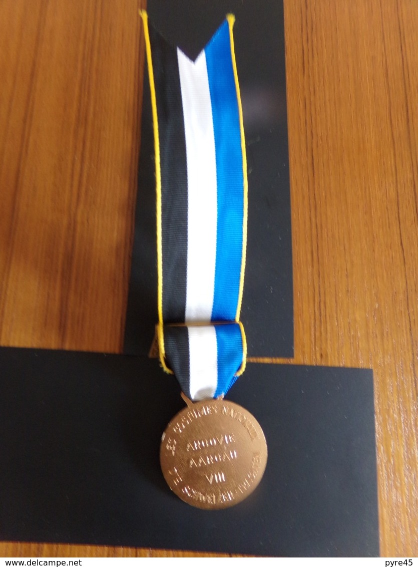 Suisse Médaille En Bronze Avec Ruban " Marche De La Sarine 1972, Ecuvillens-Posieux  " Les Costumes Nationaux Argovie - Autres & Non Classés