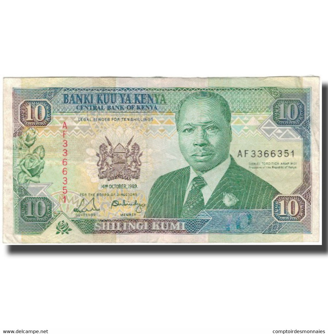 Billet, Kenya, 10 Shillings, 1989-10-14, KM:24a, TB - Kenya