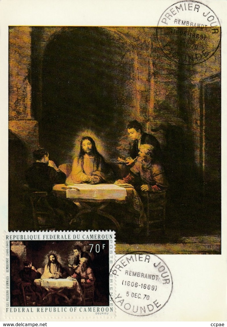 Carte Maximum -  Les Pèlerins D'Emmaüs Par Rembrandt (1606-1669) - Cameroun