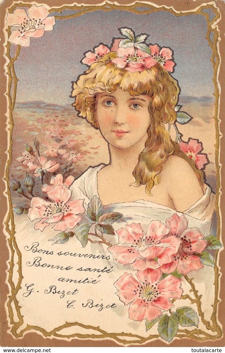 CPA GAUFFREE JEUNE FILLE AVEC FLEURS 1904 - Donne