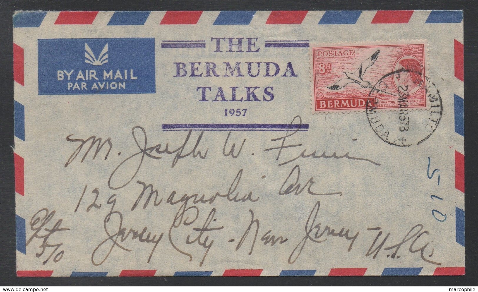 BERMUDES - BERMUDA - HAMILTON / 1957 LETTRE AVION POUR LES  USA (ref LE141) - Bermudes