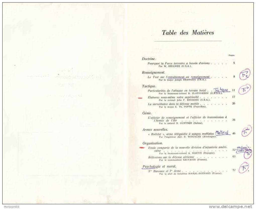 Revue De Documentation Militaire N° 105 Du 15 Septembre 1958 - Français