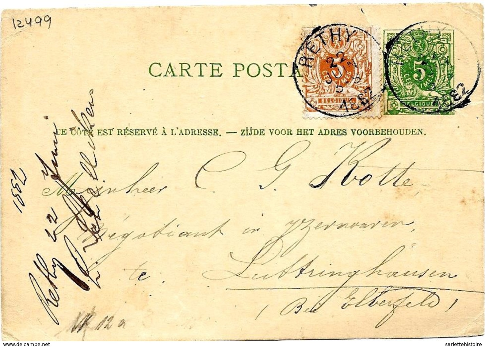 SH 0088. CP 13 + N° 28 RETHY 22 JUIN V. L' Allemagne. Bon Bureau. TB - Postcards 1871-1909