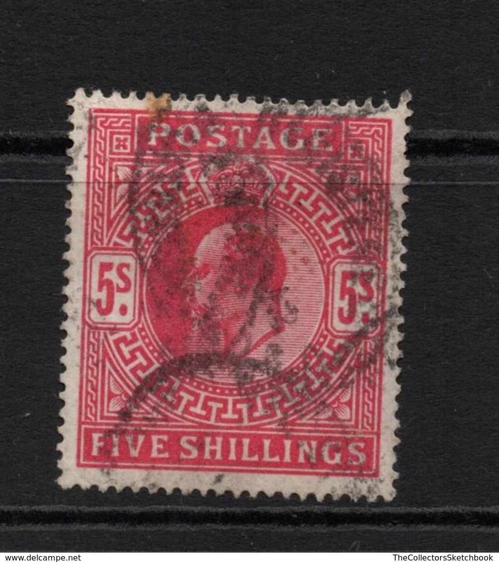 GB Edward V11  High Value;  Five Shillings Very Deep Carmine. . Good Used. - Used Stamps