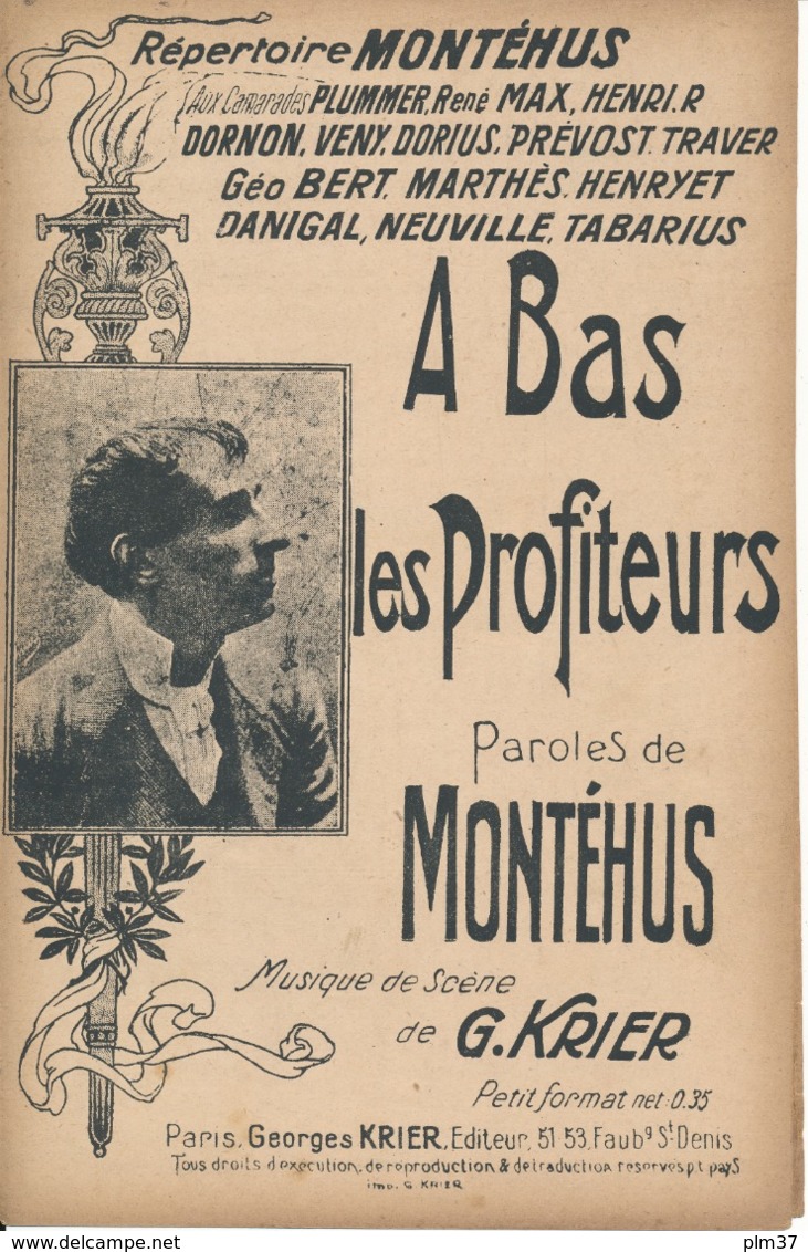 CHANSON - A Bas Les Profiteurs - MONTEHUS, Krier - Partitions Musicales Anciennes