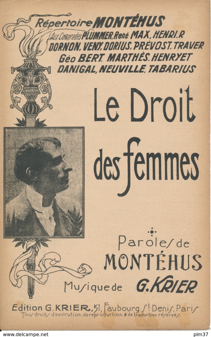 CHANSON  Scène - Le Droit Des Femmes - MONTEHUS, G. Krier - Partitions Musicales Anciennes