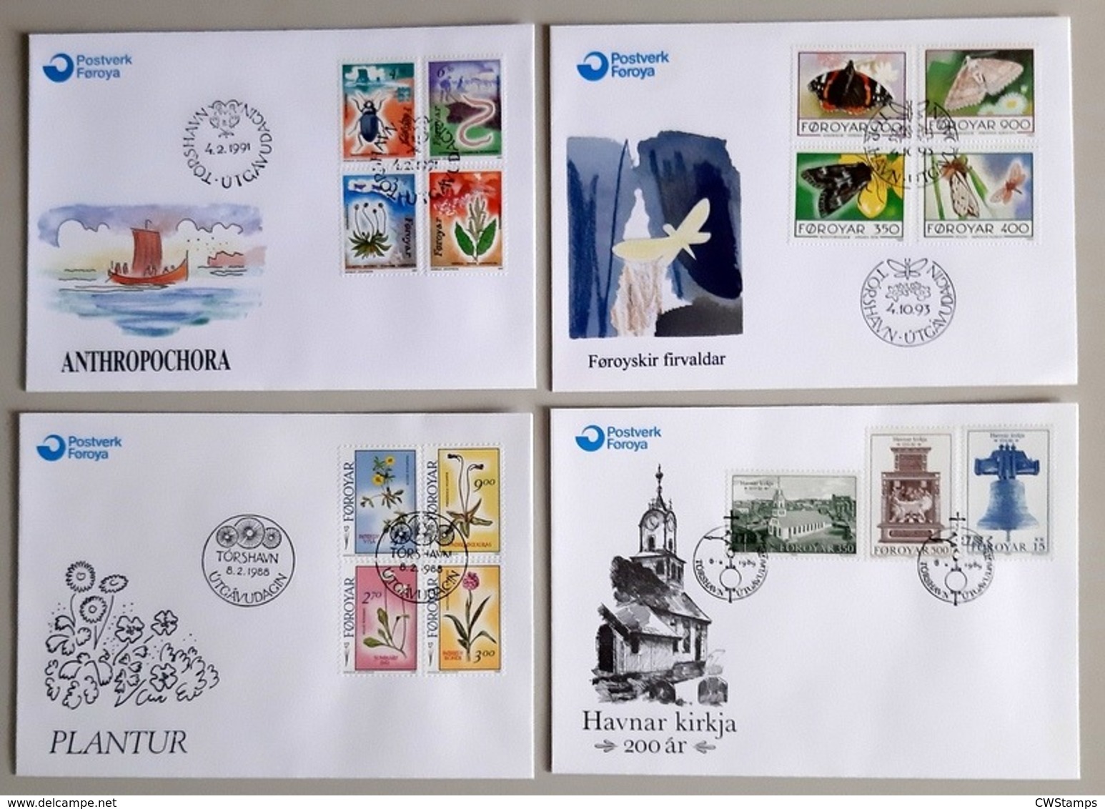 14 FDC Faroer Open Klep Onbeschreven - Faeroër