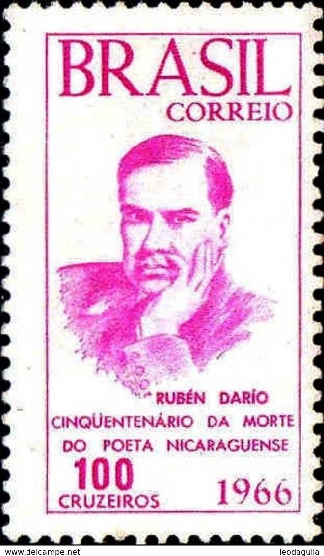 BRAZIL #1024 -  POET  RUBÉN DARÍO  -  LITERATURE - POETRY  - 1966 - Unused Stamps