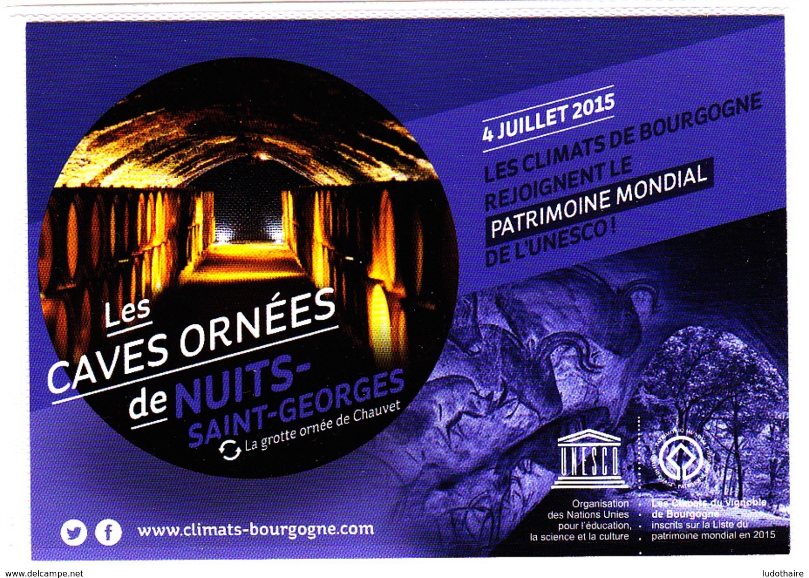 CP 21 Côte-d'Or, Nuit Saint-Georges, Les Caves Ornées, Les Climats De Bourgogne, Patrimoine Mondial De L'UNESCO, 2015 - Nuits Saint Georges