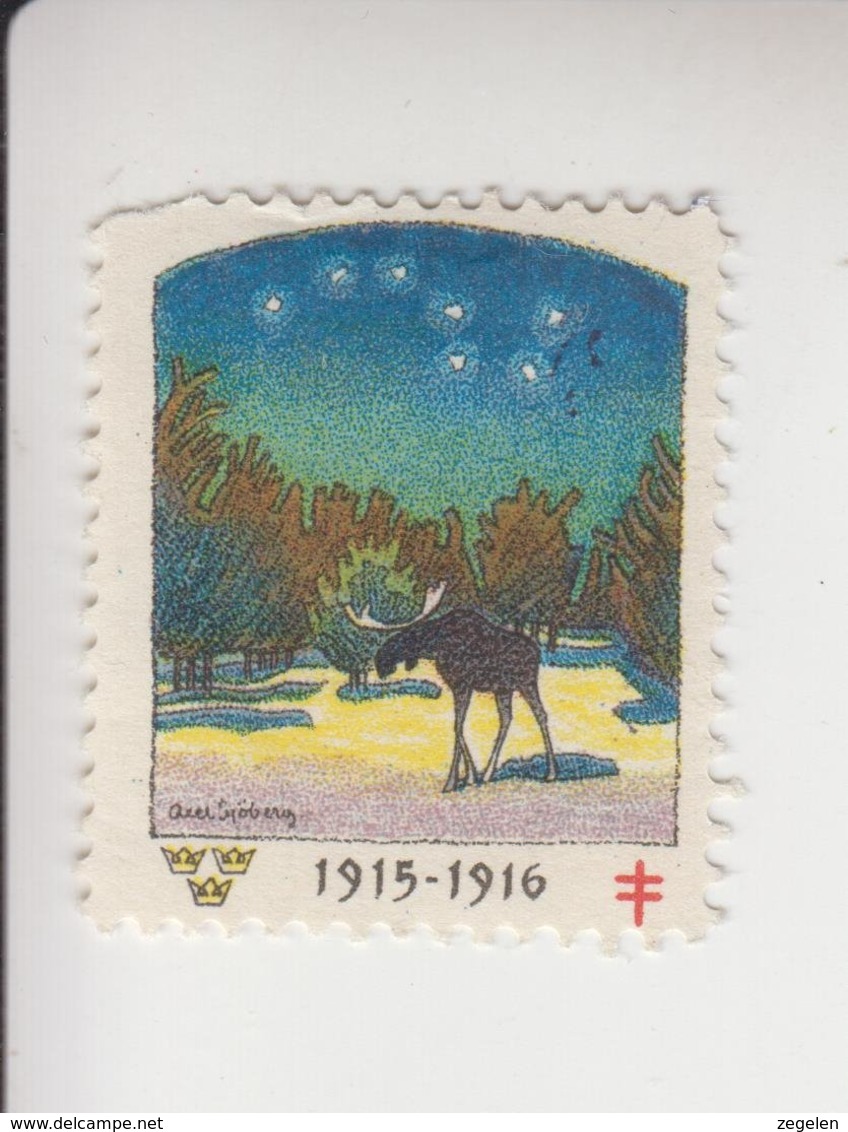 Zwxeden Kerstvignet Cat. AFA Julemaerker Norden Sverige Hjärt-Lungfonden Jaar 1915/1916 - Volledig Jaar