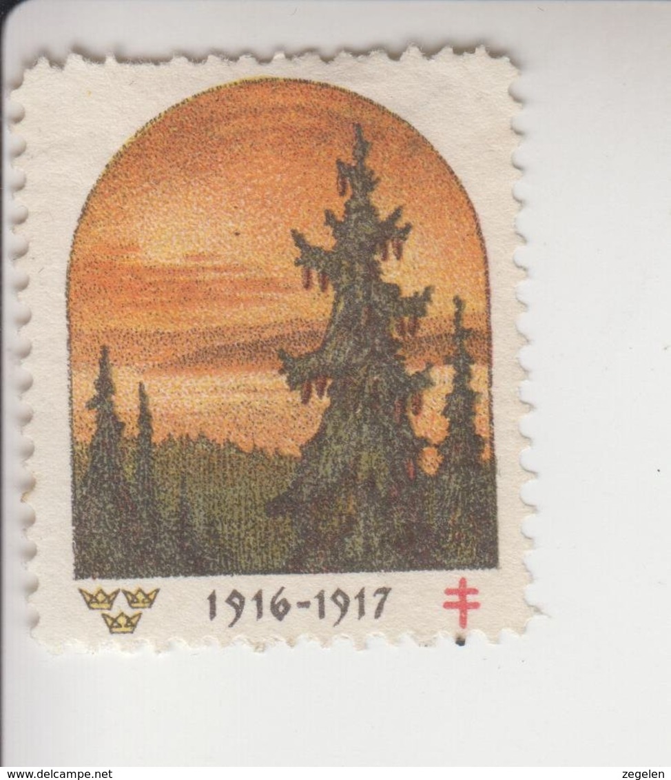 Zwxeden Kerstvignet Cat. AFA Julemaerker Norden Sverige Hjärt-Lungfonden Jaar 1916/1917 - Annate Complete