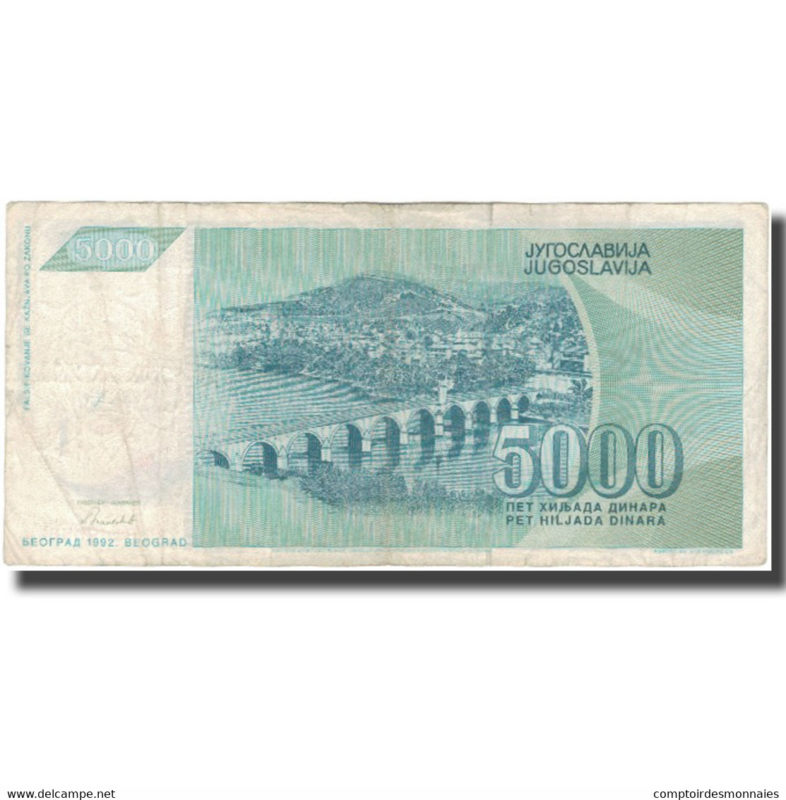 Billet, Yougoslavie, 5000 Dinara, 1992, KM:115, B+ - Yougoslavie