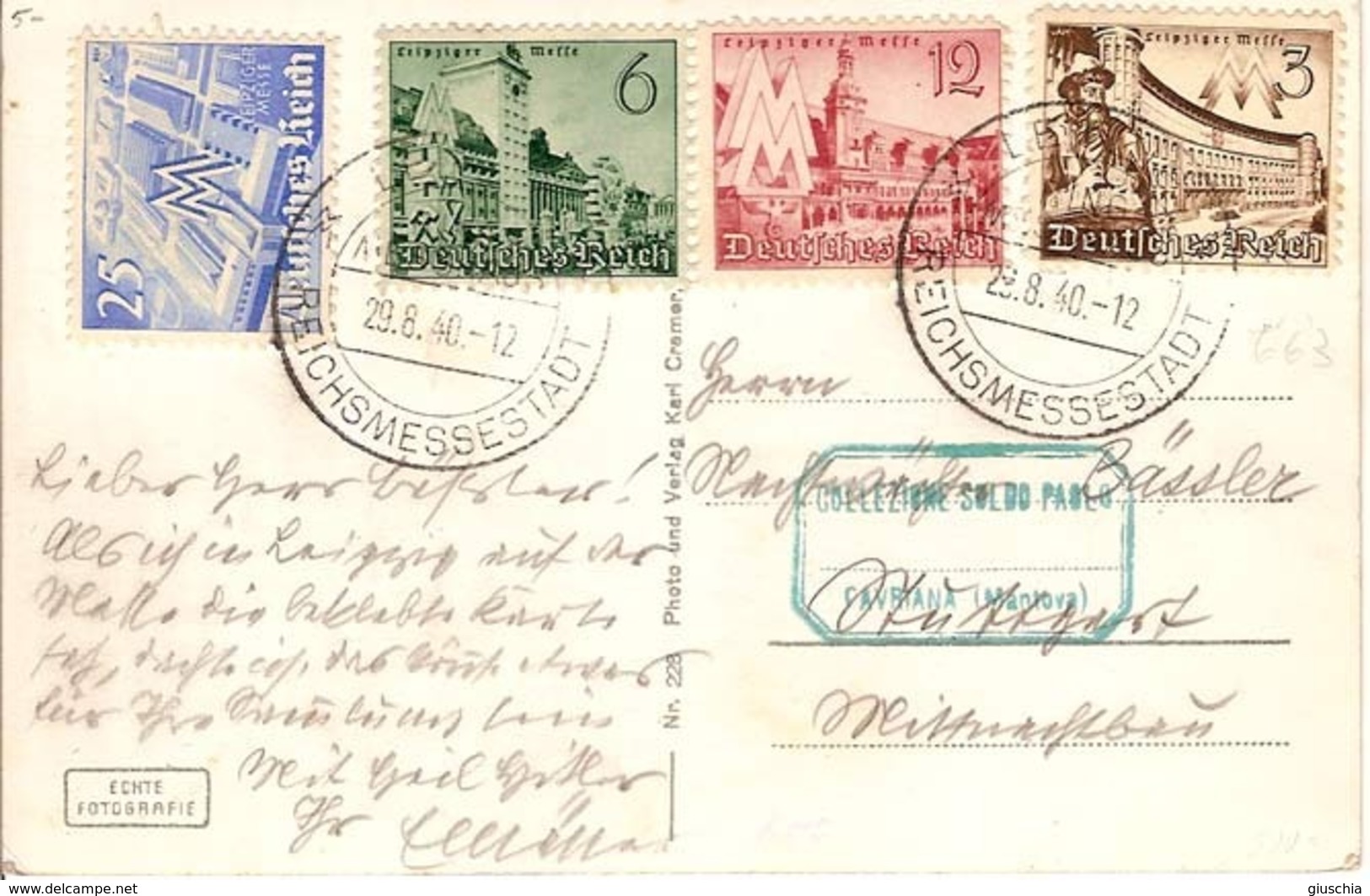 (St.Post.).Germania.1940.Serie Completa "Fiera Di Lipsia" Su Cartolina Del 29 Ago 1940 (82-16) - Storia Postale