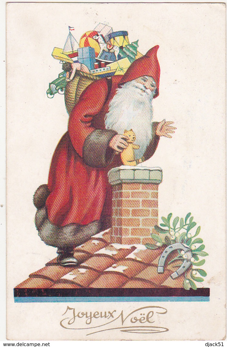 Joyeux Noël / Père Noël (Santa Claus) Sur Le Toit Distribuant Les Cadeaux (Jouets) - 1940 - Santa Claus