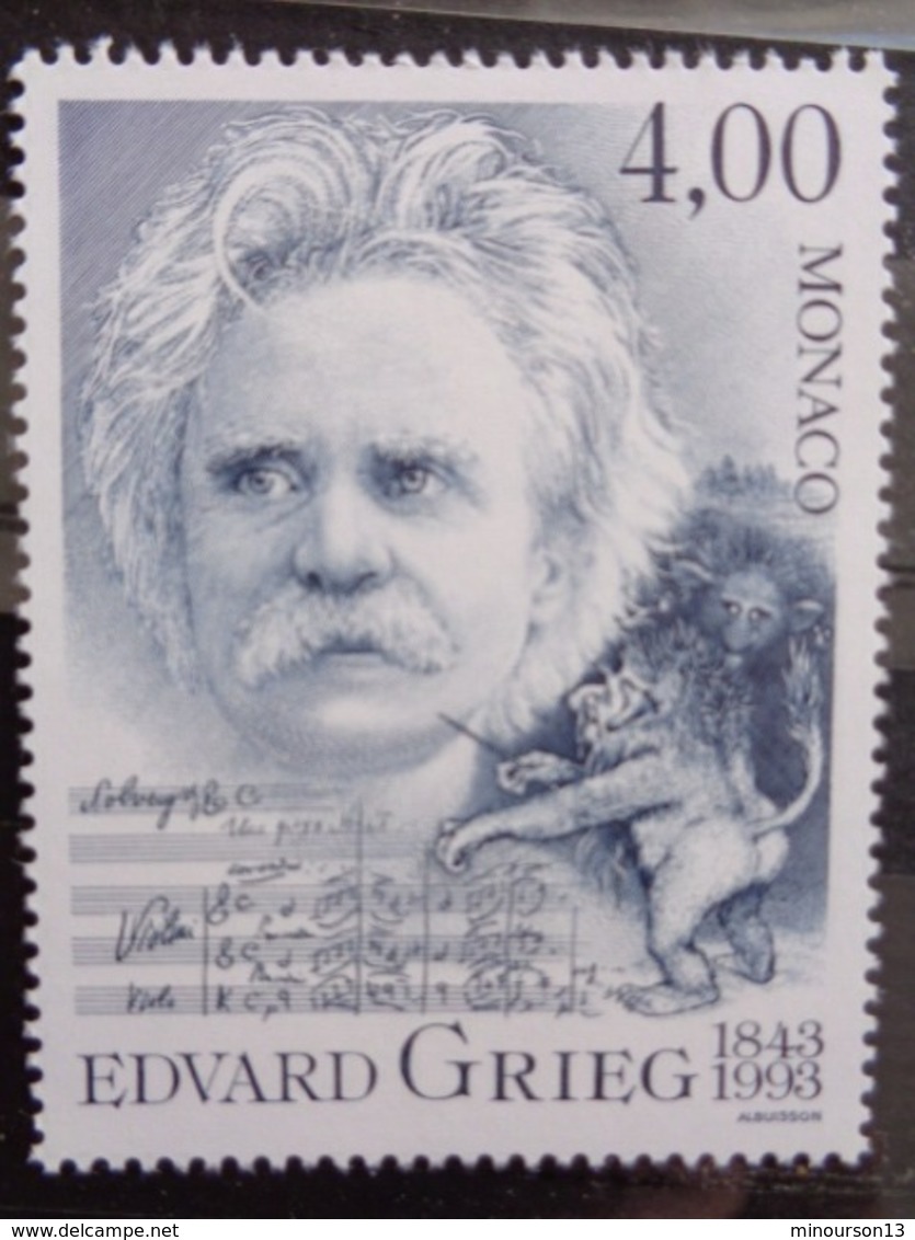 MONACO 1993 Y&T N° 1908. ** - 150e ANNIV. NAISSANCE COMPOSITEUR NORVEGIEN EDVARD GRIEG - Neufs