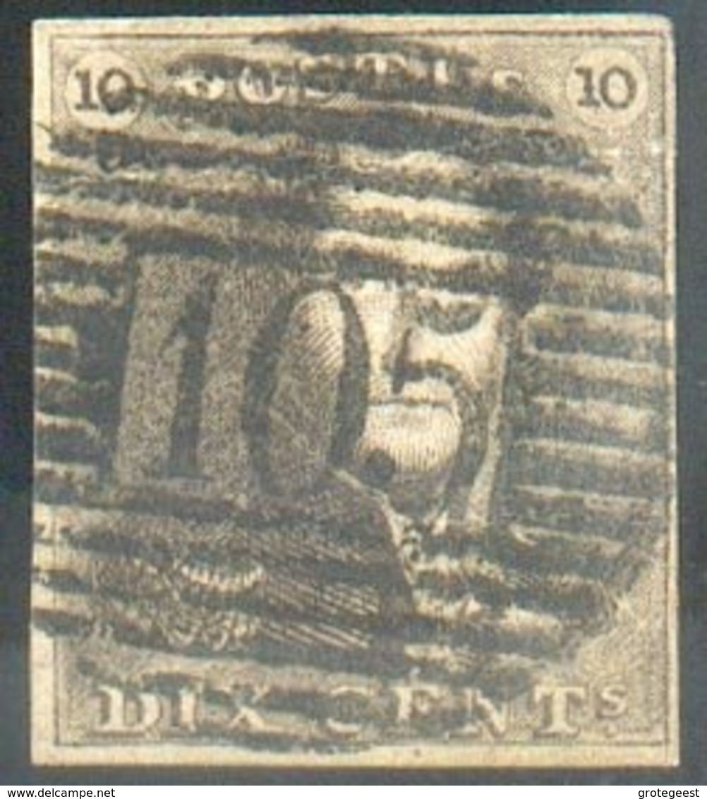 N°1 - Epaulette 10 Centimes Brun, Marges Maxima Et Splendide Obl. P.105 Saint-NICOLAS Idéalement Apposée. - TTB  14552 - 1849 Epaulettes