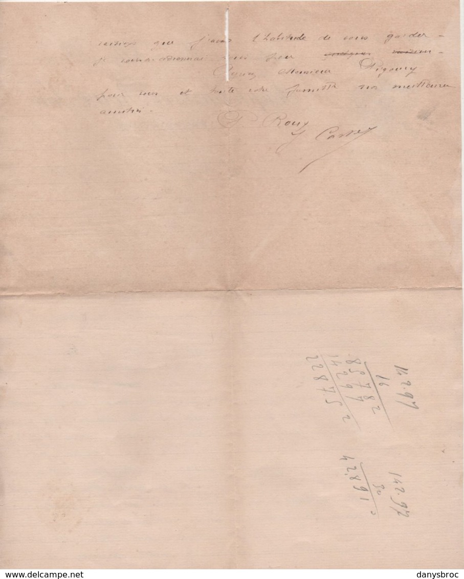 VINS ET 3/6 A LA COMMISSION - Joseph-Gustave Roux à Lunel (Hérault) 5/09/1895 - Lettre,facture Entête,document - Alimentos