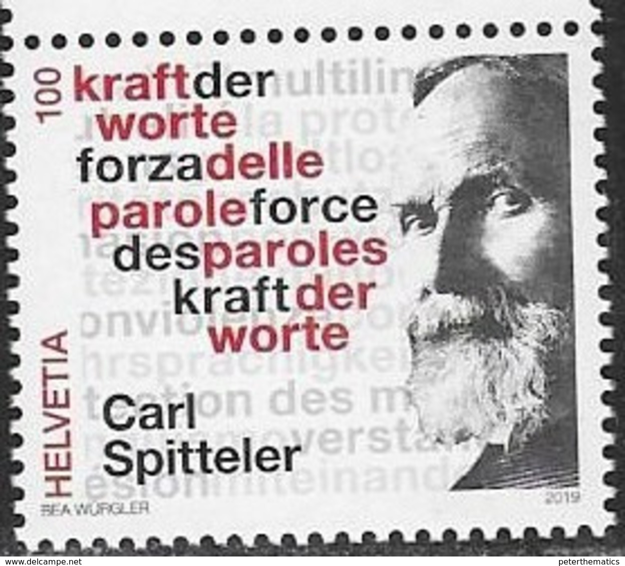 SWITZERLAND, 2019, MNH, POETS, CARL SPITTELER, NOBEL PRIZE WINNERS, THE POWER OF WORDS,1v - Writers