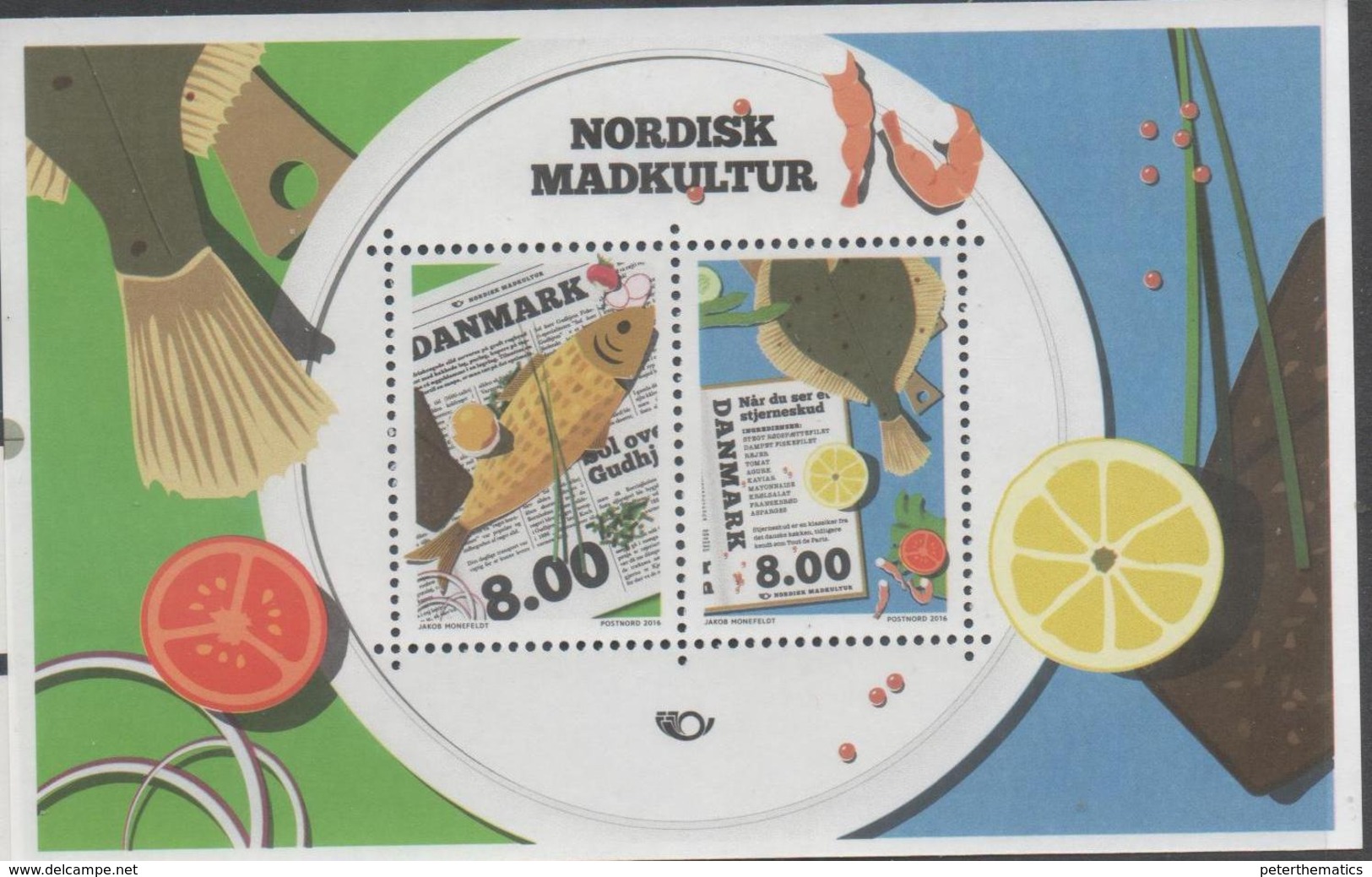 DENMARK, 2016, MNH, NORDEN, NORDEN CUISINE, FISH, S/SHEET - Fishes