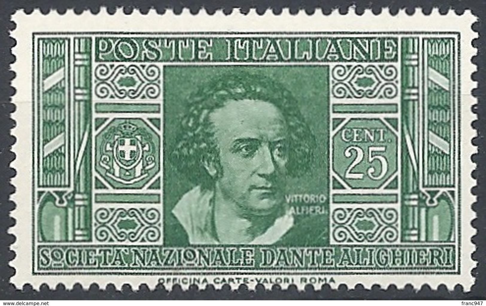 Italia, 1932 Società  "DAnte Alighieri"  25c Verde # Michel 376 - Scott 271 - Sassone 306 - NUOVO* MLH - Nuovi