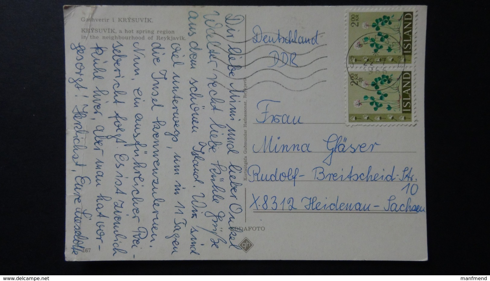 Island - 1964 - Mi:IS 384, Sn:IS 366, Yt:IS 339 On Postcard - MF - Look Scans - Brieven En Documenten