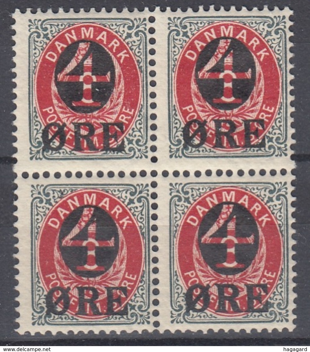 +Denmark 1904. Bloc Of 4. AFA 40. Michel 40Z. MNH(**)/ MH(*) - Unused Stamps