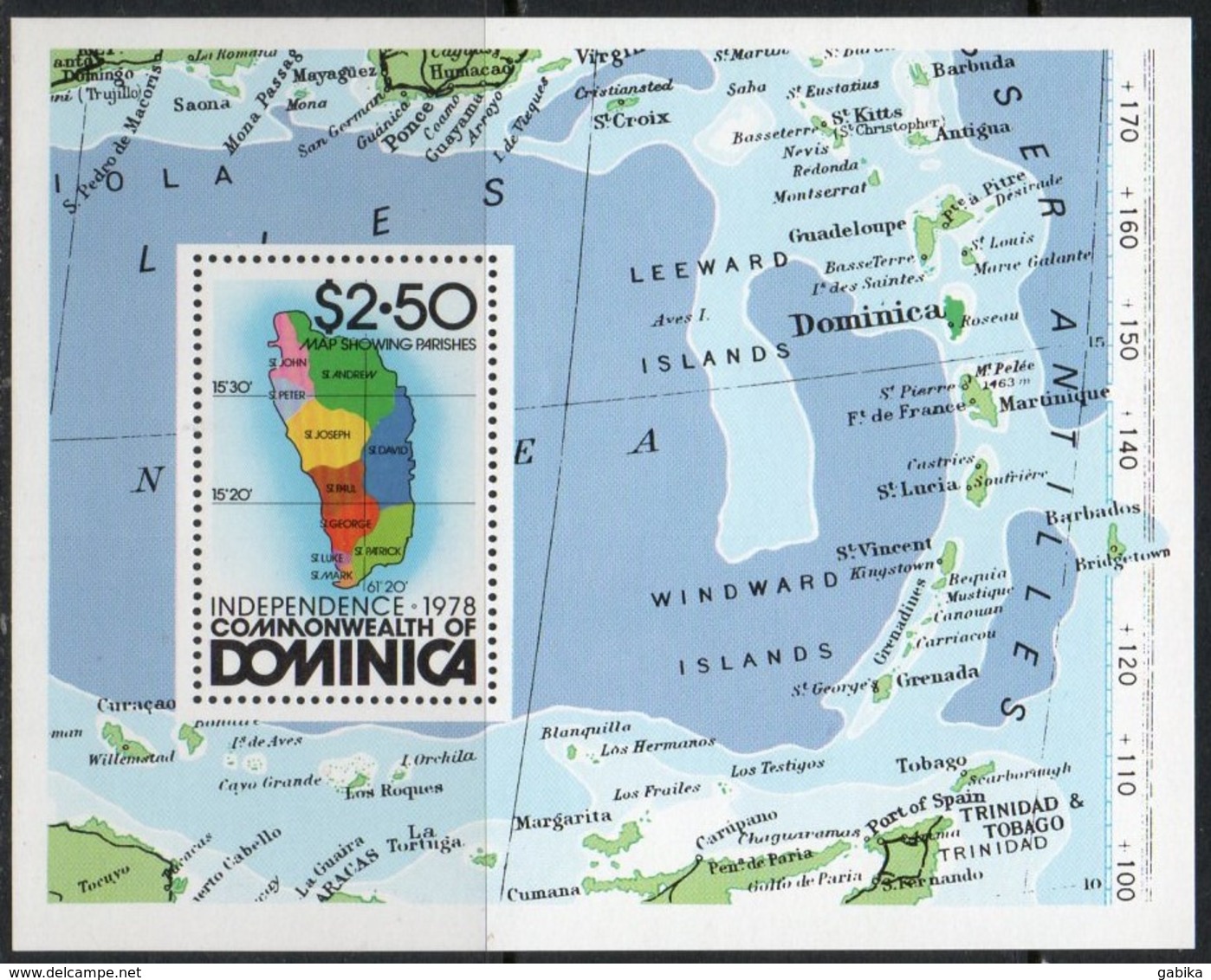 Dominica 1978 Scott 607 MNH Independence, Map - Dominique (1978-...)