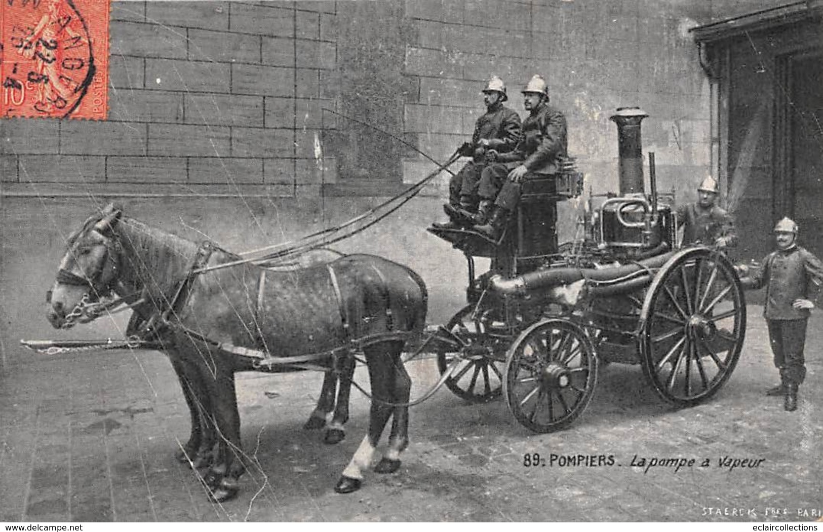 Thème. Métier    Pompiers . Matériel   Paris  75  Pompe A Vapeur Attelée  (Voir Scan) - Autres & Non Classés