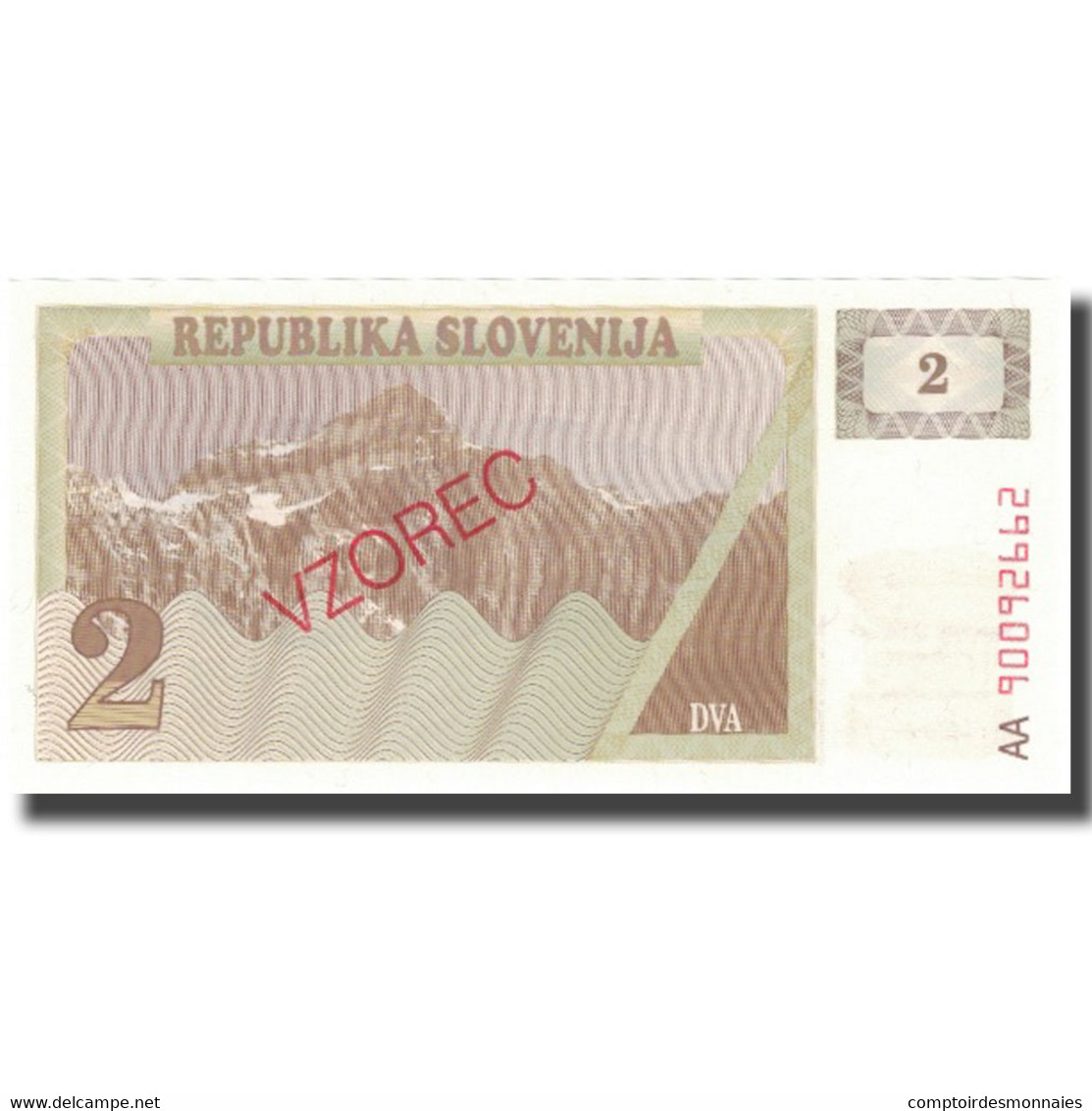 Billet, Slovénie, 2 (Tolarjev), KM:2s1, NEUF - Slovénie