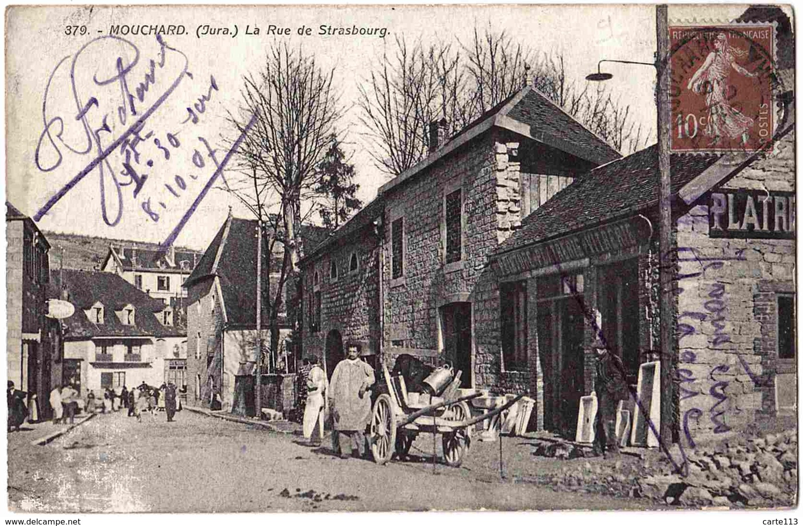 39 - B31996CPA - MOUCHARD - La Rue De Strasbourg -  Peinture, Platrerie, Vitrerie - Mauvais état - JURA - Autres & Non Classés