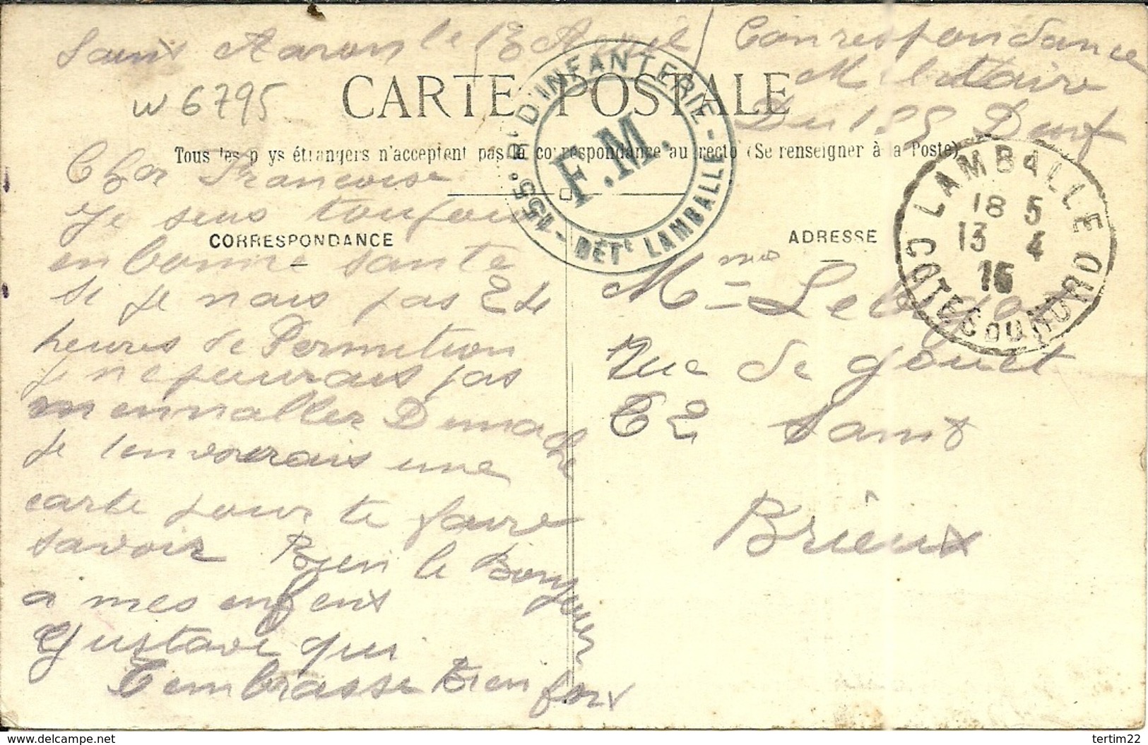 (LAMBALLE    )( 22 COTES DU NORD ) ( TAMPON MILITAIRE ) ( GARE ) - Lamballe