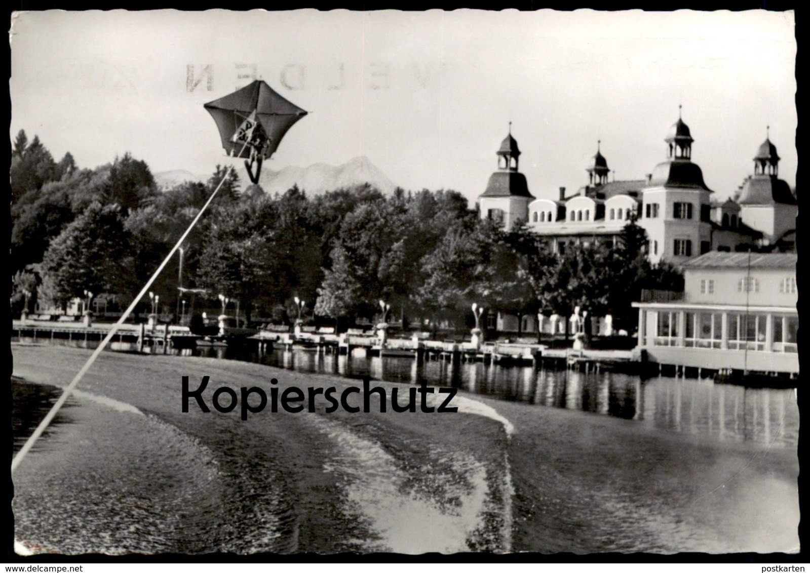 ÄLTERE POSTKARTE VELDEN AM WÖRTHERSEE MIT DRACHENFLIEGER WASSERSKI Water Ski Nautique Waterski Ansichtskarte AK - Sci Nautico