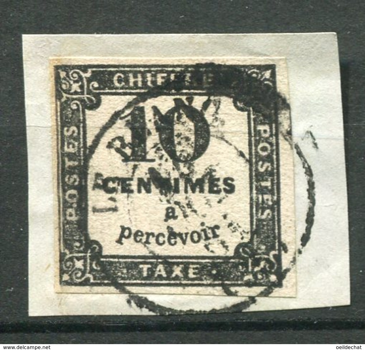 14561 FRANCE  Taxe N°2 ° 10c. Noir (I) Typographie  Sur Petit Fragment  1859   B/TB - 1859-1959 Oblitérés