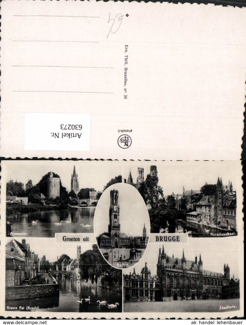 630273,Mehrbild Ak Brugge Br&uuml;gge Minnewater Stadthuis Belgium - Sonstige & Ohne Zuordnung