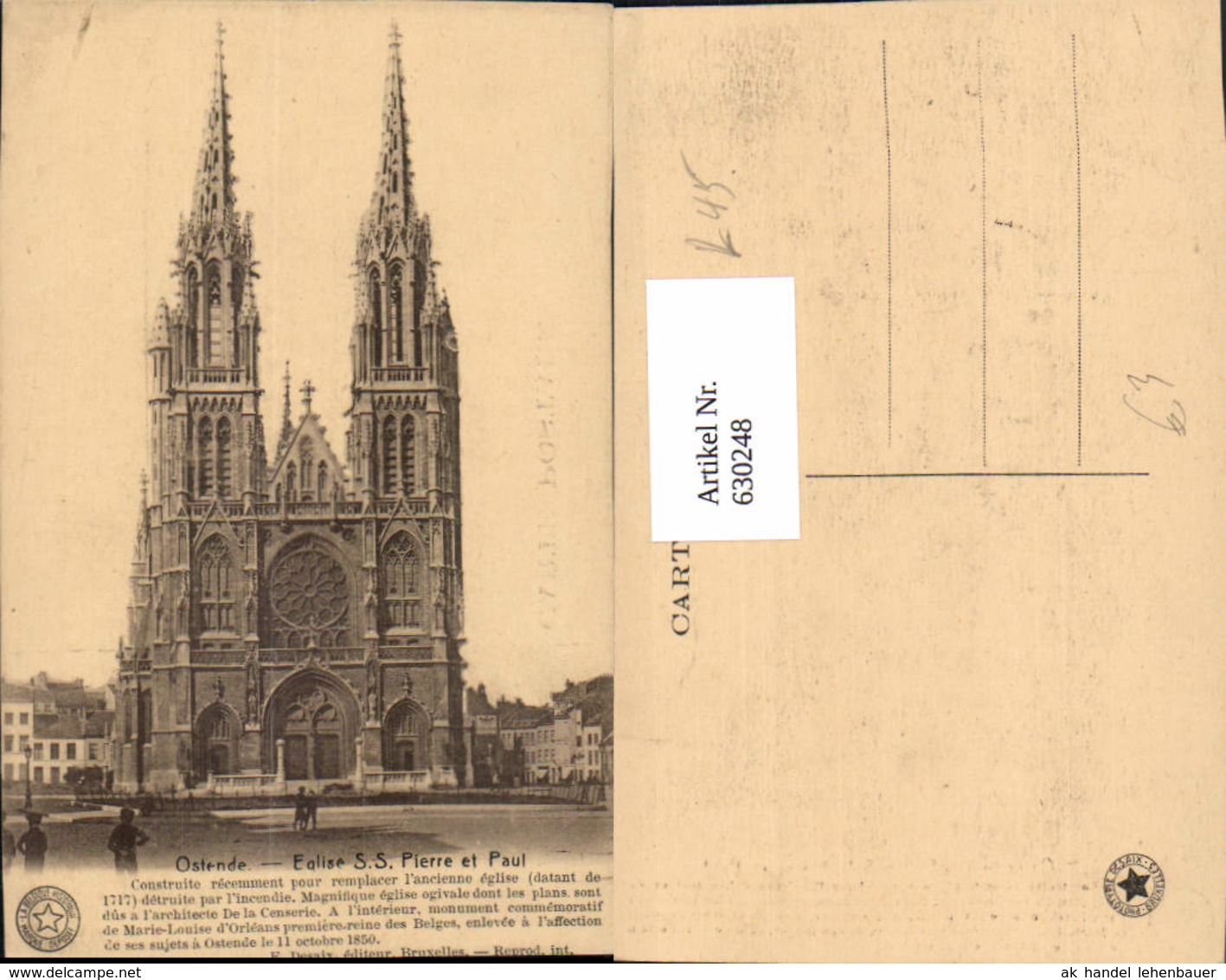 630248,Ostende Eglise S.S. Pierre Et Paul Belgium - Sonstige & Ohne Zuordnung