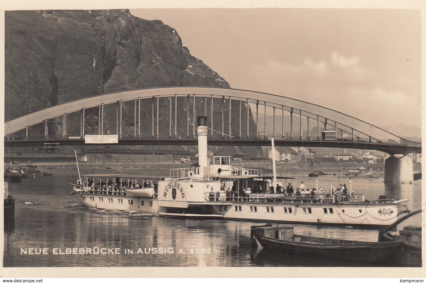 Weiße Flotte "Mühlberg",Neue Elbebrücke In Aussig, Ungelaufen - Paquebots