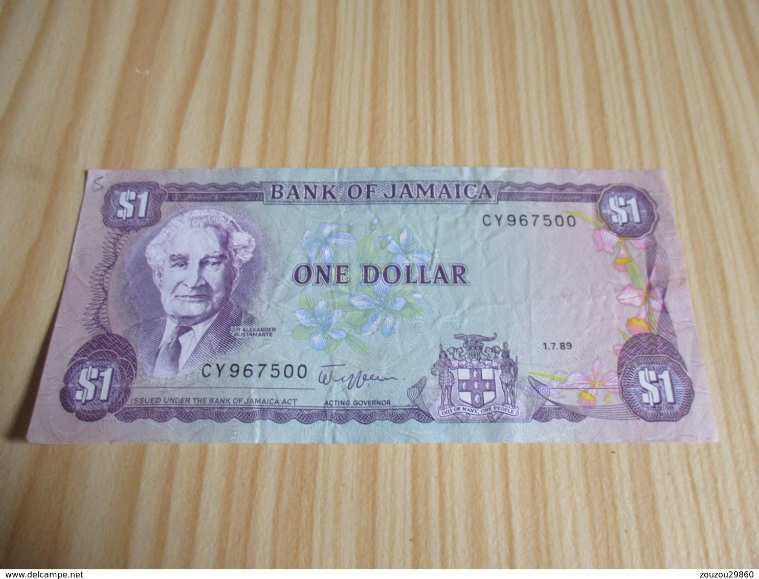 Jamaïque.Billet 1 Dollar Bustamante. 01/07/1989 - Giamaica